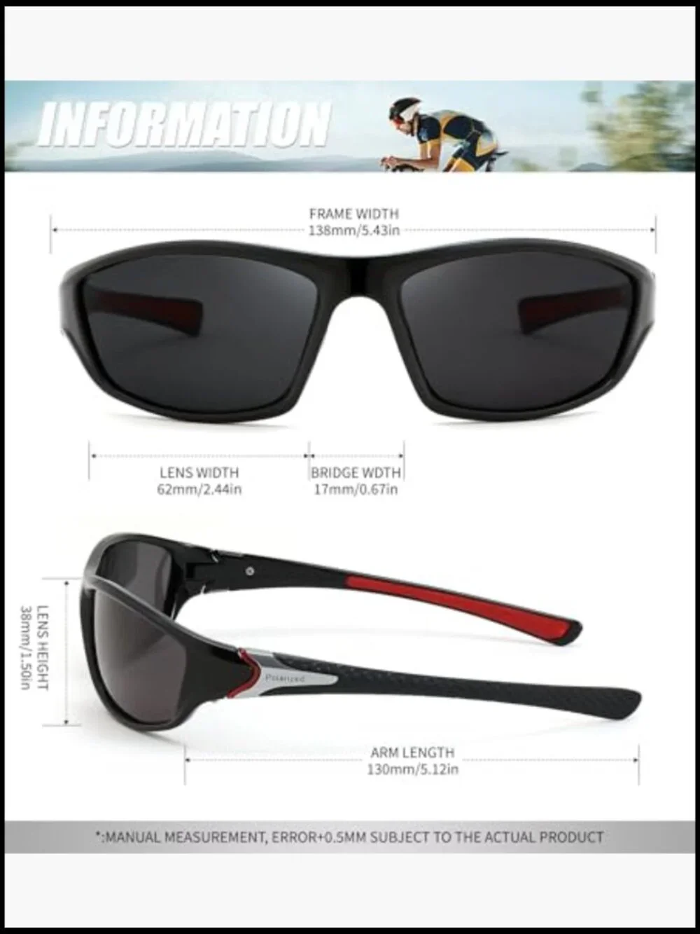 3 Pack Polarized Sports Sunglasses Wrap Around UV400 Protection